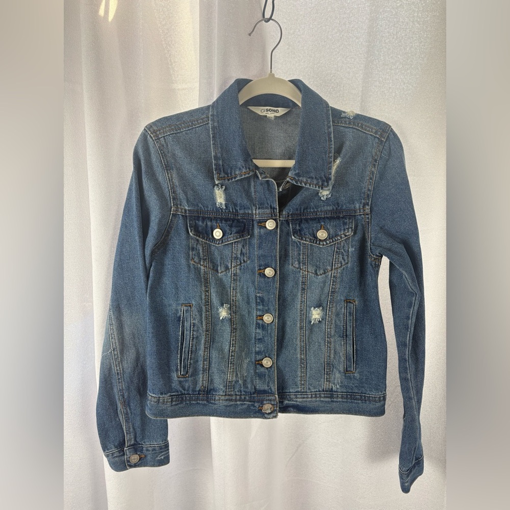 CiSono denim jacket distressed size medium light EUC